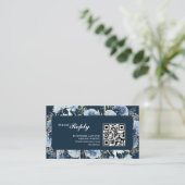 Navy Dusty Blue Floral Spring Bloom Wedding Begleitkarte (Stehend Vorderseite)