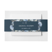 Navy Dusty Blue Floral Spring Bloom Wedding Einladungsbanderole (Vorderseite Beispiel)