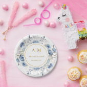 Navy Dusty Blue Floral Spring Bloom Wedding Pappteller (Party)