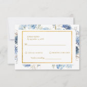 Navy Dusty Blue Floral Spring Bloom Wedding RSVP (Vorderseite)