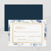 Navy Dusty Blue Floral Spring Bloom Wedding RSVP (Vorne/Hinten)