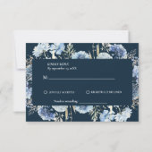 Navy Dusty Blue Floral Spring Bloom Wedding RSVP Karte (Vorderseite)