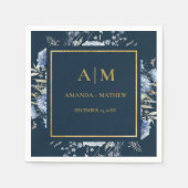 Navy Dusty Blue Floral Spring Bloom Wedding Serviette (Vorderseite)