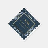 Navy Dusty Blue Floral Spring Bloom Wedding Serviette (Ecke)