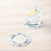 Navy Dusty Blue Floral Spring Bloom Wedding Untersetzer (Vor Ort)