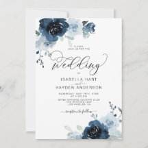 Navy Dusty Blue Flowers Bloral Wedding