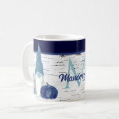 Navy Dusty Blue Pumpkin Gnomes Aspen Rustic House Kaffeetasse (Vorderseite Links)