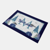 Navy Dusty Blue Pumpkin Gnomes Aspen Rustikale Hol Fußmatte (Schrägansicht)