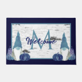 Navy Dusty Blue Pumpkin Gnomes Aspen Rustikale Hol Fußmatte (Vorderseite)