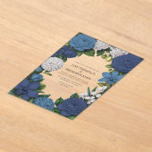Navy, Dusty Blue & Silver Floral Wedding Acryleinladungen (Ablage )