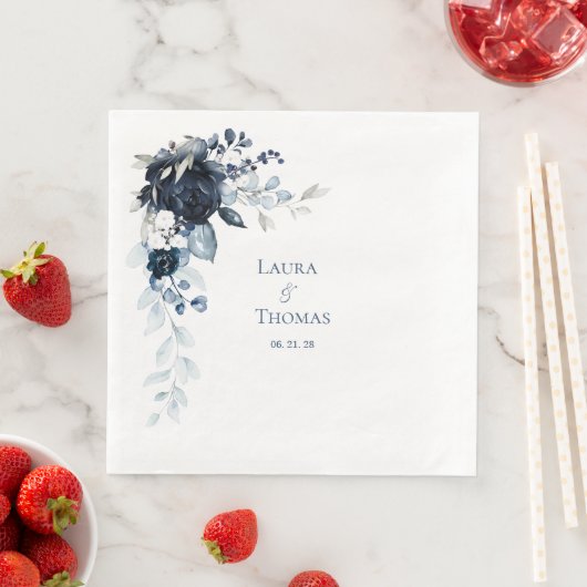 Navy Dusty Blue & White Elegante Hochzeit Serviette (Beispiel)