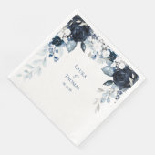 Navy Dusty Blue & White Garden Elegante Hochzeit Serviette (Ecke)