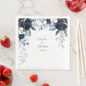 Navy Dusty Blue & White Garden Elegante Hochzeit Serviette (Beispiel)