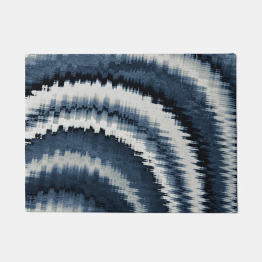 Navy Earth Toned Blue Abstrakt Pattern Fußmatte (Vorderseite)