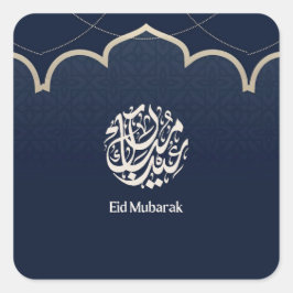 Navy Eid Mubarak Arabic Calligraphy Art Quadratischer Aufkleber