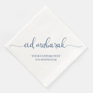Navy Eid Mubarak Calligraphy Custom Serviette