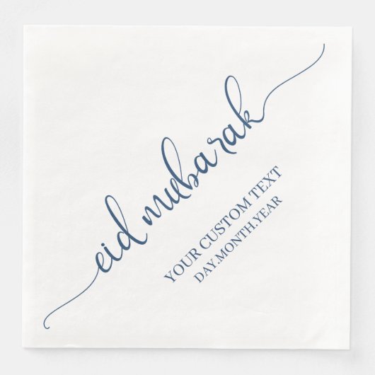 Navy Eid Mubarak Calligraphy Custom Serviette (Vorderseite)
