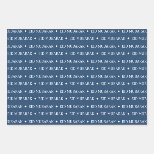 Navy Eid Mubarak Masjid Muster Geschenkpapier Set (Vorderseite)