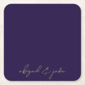 Navy einfach moderne Gold Script-Namen Hochzeit Rechteckiger Pappuntersetzer (Vorderseite)