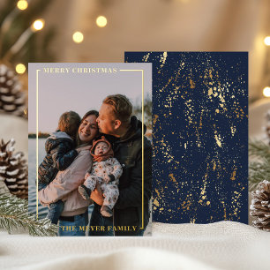 Navy Einfache moderne Gold Foods Border Holiday Ca Folien Feiertagskarte