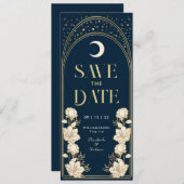 Navy Elegant Arch Art Nouveau Save the Date Einladung (Vorne/Hinten)