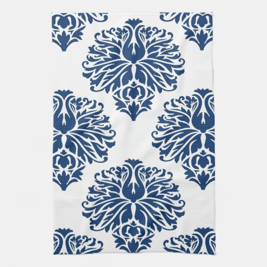Navy Elegant Damask Küchentuch (Vertikal)