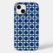 Navy Elegant Grid Dots Case-Mate iPhone Hülle (Rückseite)