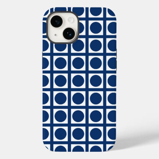 Navy Elegant Grid Dots Case-Mate iPhone Hülle (Rückseite)