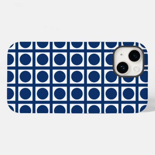 Navy Elegant Grid Dots Case-Mate iPhone Hülle (Rückseite (Horizontal))