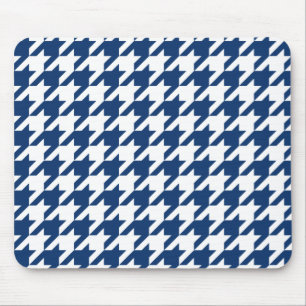 Navy Elegant Hahnentrittmuster Mousepad