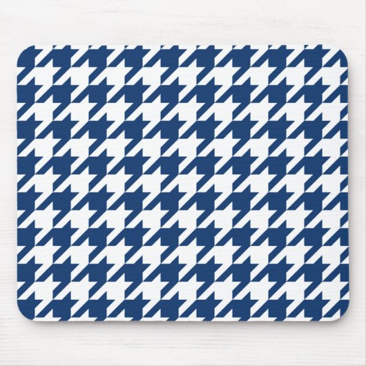 Navy Elegant Hahnentrittmuster Mousepad (Vorne)