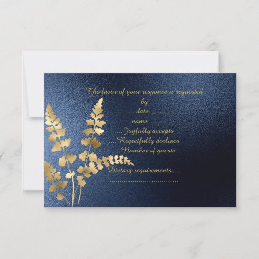NAVY ELEGANT MODERN GOLD LEAF UAWG RSVP KARTE (Vorderseite)