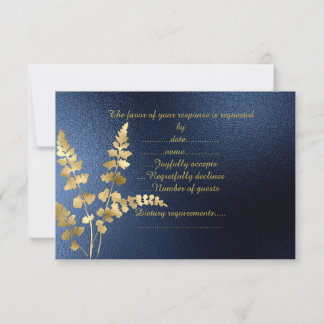 NAVY ELEGANT MODERN GOLD LEAF UAWG RSVP KARTE