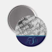 Navy Elegant Monogram Magnet (Vorderseite/Rückseite)