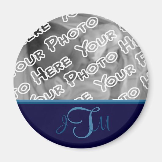 Navy Elegant Monogram Magnet (Vorne)