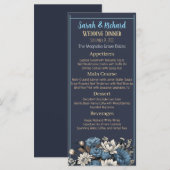 Navy Elegant Moody Floral Wedding Menükarte (Vorne/Hinten)