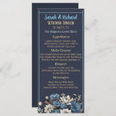 Navy Elegant Moody Floral Wedding Menükarte (Vorne/Hinten)