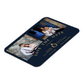 Navy Elegant Pink 2 Fotos Anspruchsvolle Hochzeit Magnet (Linke Seite)