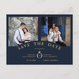 Navy Elegant Pink 2 Fotos Anspruchsvolle Hochzeit Postkarte