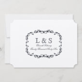 Navy Elegant Viktorianisch Blüh Filligree Wedding Einladung (Rückseite)