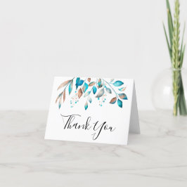 Navy Elegant Wedding Foliage Dankeschön Karte