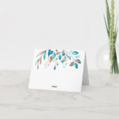 Navy Elegant Wedding Foliage Dankeschön Karte (Rückseite)