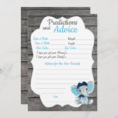 Navy Elephant Baby Shower Predication Karte (Vorne/Hinten)