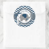 Navy Elephant Bow-Krawatte Zickzack Print Baby Sho Runder Aufkleber (Tasche)