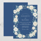 Navy Elfenbein Botanischer Bogen Hochzeit Einladung (Vorne/Hinten)