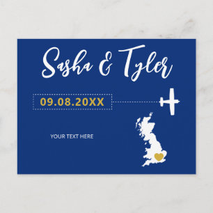 Navy England Scotland Wedding Save the Date UK Map Postkarte