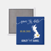 Navy England Wedding Save the Date Scotland UK Map Magnet (Vorderseite/Rückseite)