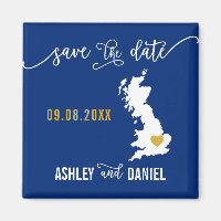 Navy England Wedding Save the Date Scotland UK Map