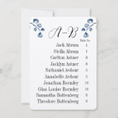 Navy Eucalyptus Alphabet 10 Guest Table Chart Card Einladung (Vorderseite)