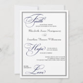 Navy Faith Hope Liebe Skript Hochzeit Einladung (Vorderseite)